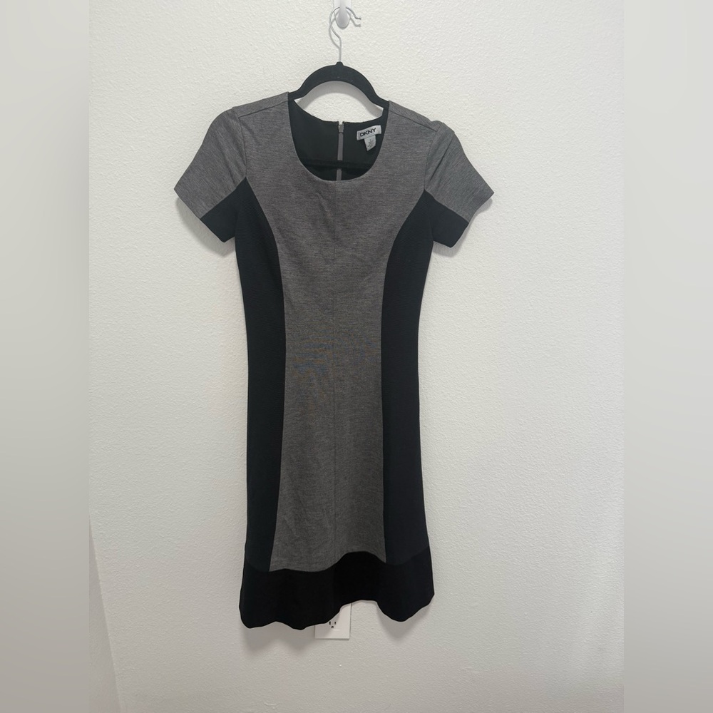 DKNY Women's Gray and Black Midi Dress Size 0